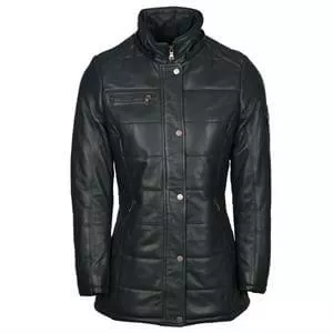 Lakeland Leather Fairfield Hooded Padded Leather Coat in Navy